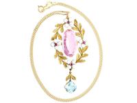 8.84ct Pink Topaz, 1.80ct Aquamarine, 0.10ct Ruby & Enamel, 15ct Yellow Gold Pendant - Antique c.1910 (3 of 9) 8.84ct Pink Topaz, 1.80ct Aquamarine, 0.10ct Ruby & Enamel, 15ct Yellow Gold Pendant - Antique c.1910 (3 of 9)