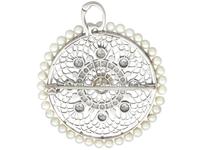 1.38 ct Diamond and Seed Pearl, Platinum Pendant / Brooch - Antique Italian Circa 1900 (5 of 12) 1.38 ct Diamond and Seed Pearl, Platinum Pendant / Brooch - Antique Italian Circa 1900 (5 of 12)