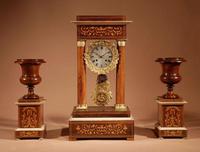 Exceptional original Portico Clock Garniture, French, Louis Philippe, 1850/70