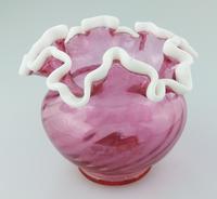 Fenton USA Glass Cranberry Snow Crest Vase with Frilled Rim c.1939 (5 of 6) Fenton USA Glass Cranberry Snow Crest Vase with Frilled Rim c.1939 (5 of 6)