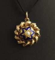 Victorian Gold Blue Enamel Star Locket, Split Pearl (10 of 13) Victorian Gold Blue Enamel Star Locket, Split Pearl (10 of 13)