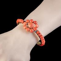Antique Victorian Coral Flower Bangle Gold Gilt Circa 1880 (4 of 4) Antique Victorian Coral Flower Bangle Gold Gilt Circa 1880 (4 of 4)