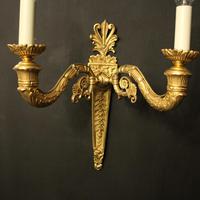 French Pair of Gilded Bronze Twin Arm Antique Wall Lights (4 of 10) French Pair of Gilded Bronze Twin Arm Antique Wall Lights (4 of 10)