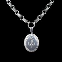 Antique Victorian Anchor Large Sterling Silver Locket with Collar (2 of 10) Antique Victorian Anchor Large Sterling Silver Locket with Collar (2 of 10)