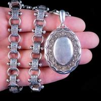 Antique Victorian Locket Collar Necklace Silver c.1880 (2 of 9) Antique Victorian Locket Collar Necklace Silver c.1880 (2 of 9)