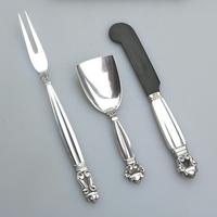 Good Sterling Solid Silver Georg Jensen Acorn Serving Set c.1945+ (3 of 6) Good Sterling Solid Silver Georg Jensen Acorn Serving Set c.1945+ (3 of 6)