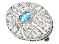 2.79ct Aquamarine & 4.96ct Diamond, 18ct White Gold Brooch - Antique French c.1910 (3 of 9) 2.79ct Aquamarine & 4.96ct Diamond, 18ct White Gold Brooch - Antique French c.1910 (3 of 9)