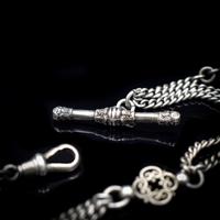 Antique Sterling Silver Albertina Albert Watch Chain Bracelet with Tassel (3 of 11) Antique Sterling Silver Albertina Albert Watch Chain Bracelet with Tassel (3 of 11)