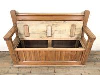 Pitch Pine and Oak Settle Bench with Storage (M-1522) (8 of 10) Pitch Pine and Oak Settle Bench with Storage (M-1522) (8 of 10)