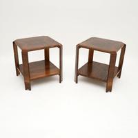 Pair of Art Deco Burr Walnut Side Tables