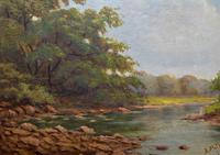 Beautiful Original 1921 Antique Riverscape Landscape Oil Painting (6 of 10) Beautiful Original 1921 Antique Riverscape Landscape Oil Painting (6 of 10)