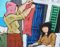 Oil on Board Washing Day by Artist S Spina 1960s (8 of 10) Oil on Board Washing Day by Artist S Spina 1960s (8 of 10)