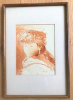 Original Sepia Watercolour 'Girl with long silver earrings, Kathmandu' by Rob Fairley. Signed & Dated 1989 (2 of 3) Original Sepia Watercolour 'Girl with long silver earrings, Kathmandu' by Rob Fairley. Signed & Dated 1989 (2 of 3)