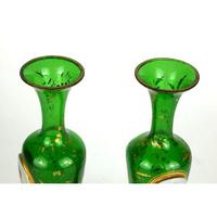 Pair of Mid 19th Century Bohemian Green Overlay Baluster Vases (3 of 3) Pair of Mid 19th Century Bohemian Green Overlay Baluster Vases (3 of 3)
