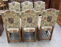 1940's Set 6 Oak High Back Dining chairs with Heraldic Upholstery (4 of 4) 1940's Set 6 Oak High Back Dining chairs with Heraldic Upholstery (4 of 4)