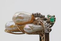 Baroque Pearls, Diamonds & Emerald 14k Gold Ring (3 of 4) Baroque Pearls, Diamonds & Emerald 14k Gold Ring (3 of 4)