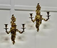 Pair of Large 19th Century Baroque French Brass Triple Wall Sconces (2 of 5) Pair of Large 19th Century Baroque French Brass Triple Wall Sconces (2 of 5)
