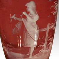 Pair of Mary Gregory Cranberry Glass Vases Maidens (2 of 3) Pair of Mary Gregory Cranberry Glass Vases Maidens (2 of 3)