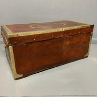 Unusual red leather and brass bound camphor trunk chest (4 of 10) Unusual red leather and brass bound camphor trunk chest (4 of 10)
