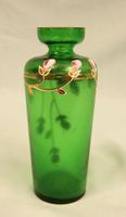 Antique Green Glass Decorated Vase. (4 of 6) Antique Green Glass Decorated Vase. (4 of 6)