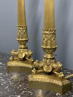 Pair of Regency style gilt bronze lamps with shades (5 of 6) Pair of Regency style gilt bronze lamps with shades (5 of 6)