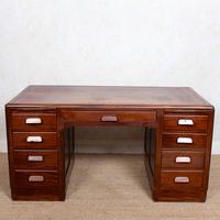 Desk Twin Pedestal Mahogany Leather Art Deco (10 of 12) Desk Twin Pedestal Mahogany Leather Art Deco (10 of 12)