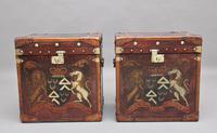 Pair of Early 20th Century Leather Bound & Painted ex Army Trunks (3 of 10) Pair of Early 20th Century Leather Bound & Painted ex Army Trunks (3 of 10)