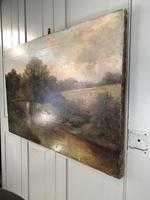 Antique River Landscape Oil Painting with Cows by Bridge Signed W Weir (10 of 10) Antique River Landscape Oil Painting with Cows by Bridge Signed W Weir (10 of 10)