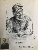 Original watercolour 'Why father took the text off the wall'. Signed J Scott. c.1920. On the reverse is a pen drawing. (2 of 2) Original watercolour 'Why father took the text off the wall'. Signed J Scott. c.1920. On the reverse is a pen drawing. (2 of 2)