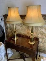 Pair Of Early 20th C Brass Lamps With Silk Shades (5 of 7) Pair Of Early 20th C Brass Lamps With Silk Shades (5 of 7)