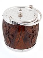 Carved Wood & Silver Plated Barrel with a White China Liner (2 of 4) Carved Wood & Silver Plated Barrel with a White China Liner (2 of 4)