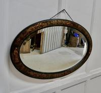 Black Lacquer Chinoiserie Oval Wall Mirror (4 of 6) Black Lacquer Chinoiserie Oval Wall Mirror (4 of 6)