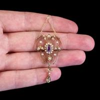 Antique Suffragette Floral Pendant Amethyst Peridot Pearl 9ct Gold Circa 1910 (4 of 6) Antique Suffragette Floral Pendant Amethyst Peridot Pearl 9ct Gold Circa 1910 (4 of 6)