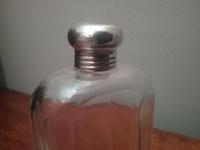 Flask style glass perfume bottle with silver top (3 of 3) Flask style glass perfume bottle with silver top (3 of 3)