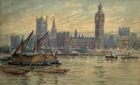 William Henry Harford - Houses of Parliament Riverscape Painting 19th Century (3 of 10) William Henry Harford - Houses of Parliament Riverscape Painting 19th Century (3 of 10)