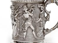Ornate Victorian Electro Formed Silver Plated Lidded Tankard with Figural Scenes of Musicians (9 of 13) Ornate Victorian Electro Formed Silver Plated Lidded Tankard with Figural Scenes of Musicians (9 of 13)