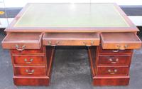 1960's Mahogany Pedestal Partners Desk with Green Leather Top. (2 of 6) 1960's Mahogany Pedestal Partners Desk with Green Leather Top. (2 of 6)
