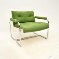Vintage Tubular Steel Shell Back Midcentury Armchair