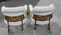 1920s Pair of Mahogany Salon Armchairs in Pale Upholstery (2 of 3) 1920s Pair of Mahogany Salon Armchairs in Pale Upholstery (2 of 3)