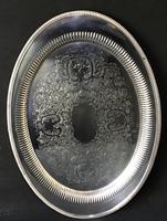 Large Oval Chased Silver Plated Butlers Tray (2 of 4) Large Oval Chased Silver Plated Butlers Tray (2 of 4)
