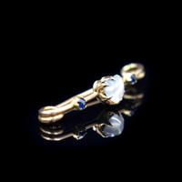 Antique Moonstone Heart and Sapphire 9ct 9K Gold Bar Brooch Pin (6 of 9) Antique Moonstone Heart and Sapphire 9ct 9K Gold Bar Brooch Pin (6 of 9)