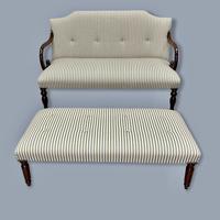 Buttoned Ticking Stripe Sofa & Footstool (10 of 11) Buttoned Ticking Stripe Sofa & Footstool (10 of 11)