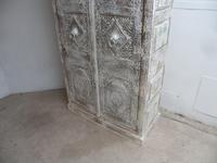 Handmade Indian Mango & Teak Large Painted White & Green 2 Door Storage Cupboard (7 of 7) Handmade Indian Mango & Teak Large Painted White & Green 2 Door Storage Cupboard (7 of 7)