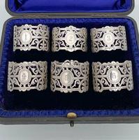 Early 20th Century Antique Edwardian Sterling Silver Set Six Napkin Rings London 1906 George Maudsley Jackson & David Fullerton (2 of 7) Early 20th Century Antique Edwardian Sterling Silver Set Six Napkin Rings London 1906 George Maudsley Jackson & David Fullerton (2 of 7)