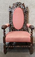 Pair of Victorian Jacobean Style Carved Oak Armchairs (6 of 12) Pair of Victorian Jacobean Style Carved Oak Armchairs (6 of 12)