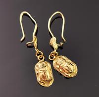 Vintage 18ct Gold Scarab Beetle Earrings, Dangly Earrings (9 of 10) Vintage 18ct Gold Scarab Beetle Earrings, Dangly Earrings (9 of 10)