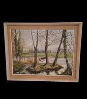 Framed Dutch Oil on Board Spring Landscape by James Voss