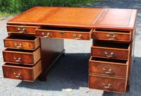 1960s Mahogany Pedestal Desk with Tan Leather on Top (2 of 3) 1960s Mahogany Pedestal Desk with Tan Leather on Top (2 of 3)