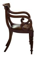 Mahogany Scroll Armchair with Brown Leather Seat (5 of 7) Mahogany Scroll Armchair with Brown Leather Seat (5 of 7)