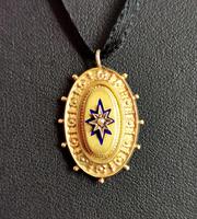 Victorian 9ct Gold Blue Enamel Pendant, Seed Pearl Star (9 of 10) Victorian 9ct Gold Blue Enamel Pendant, Seed Pearl Star (9 of 10)